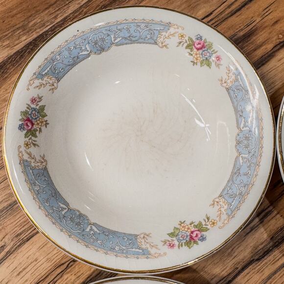 1930s Edwin Knowles-Blue Dawn Collection, Semi-Vitreous-Soup Bowls-5.5”-Set of 4 - Picture 6 of 10